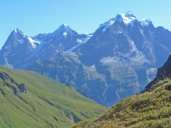 Close-up of the Eiger, Monch and Jungfrau 