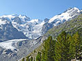 Piz Palu massif, Bellavista, Crast'Aguzza, the Piz Bernina massif and Piz Morteratsch