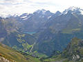 High peaks towering above Oeschinensee