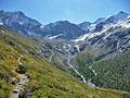 Weisshorn, Schalihorn and Zinalrothorn at the head of the valley