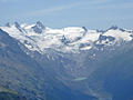 Close-up of the peaks at the head of Val Roseg