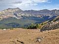 View of the peaks towering above Texas Creek