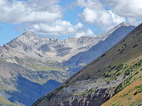 Close-up of Capital Peak and Snowmass Peak 