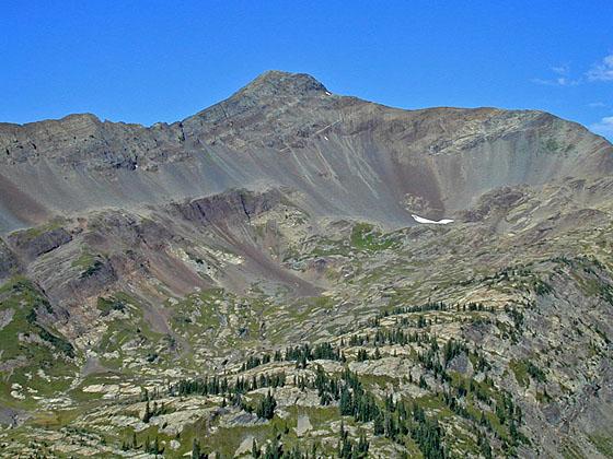 Purple Mountain towering above the head of the valley 