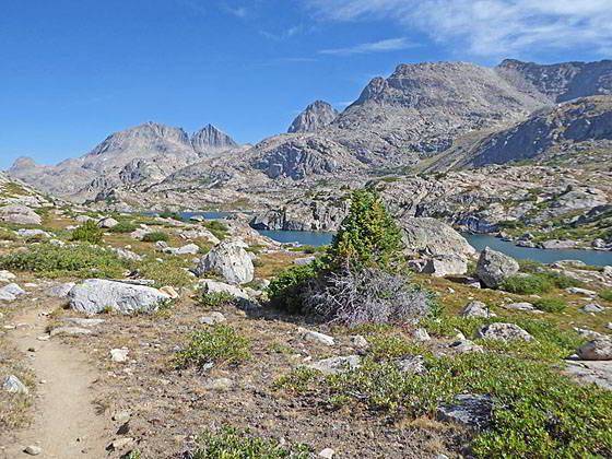 View of Stroud, Bow Mountain, Arrowhead Peak, G-17 and Peak 12450 from Lower Jean Lake